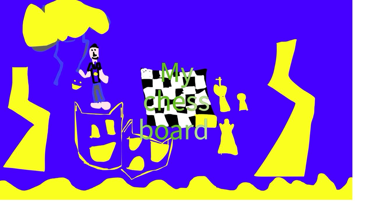 Keith's original digital artwork showing a chessboard with storm lightning and chess pieces