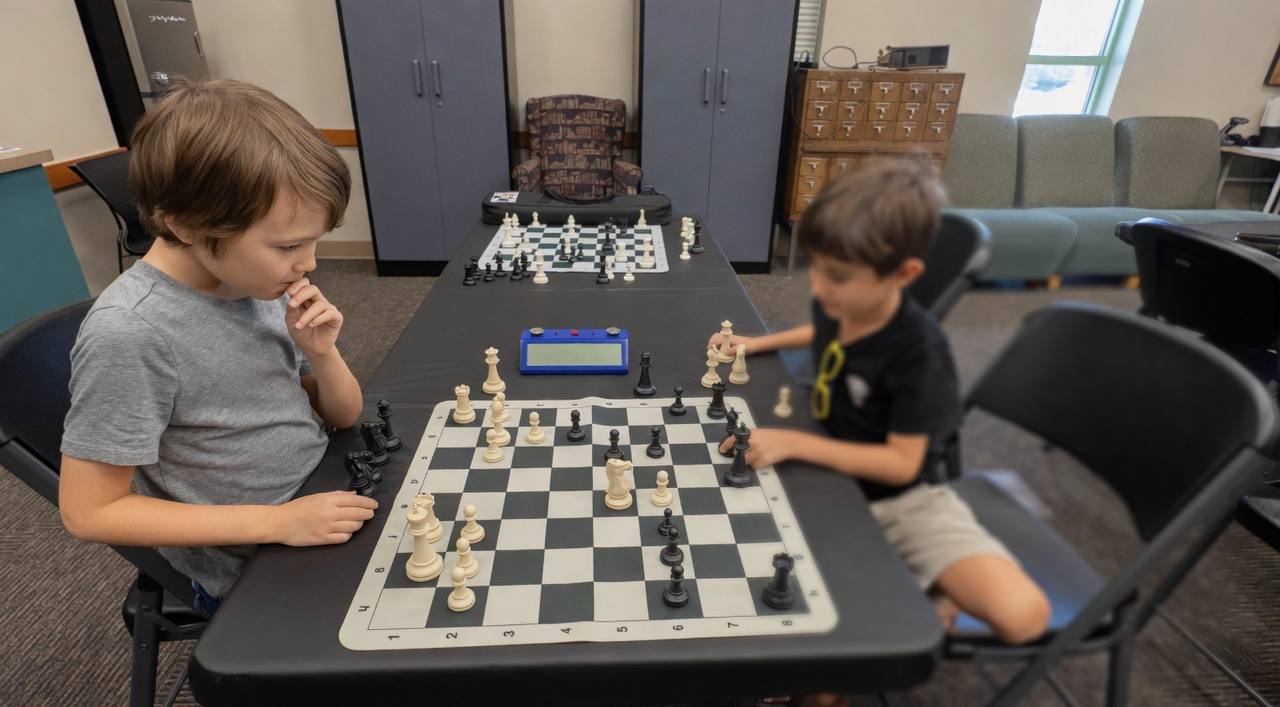Keith in deep concentration during a chess game.